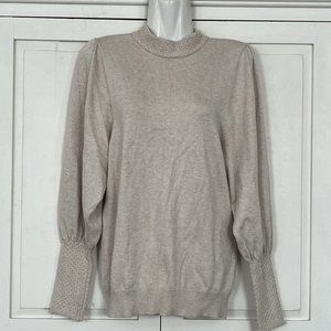 Joseph A Sweater Silk Blend Medium Puff Sleeves Beige